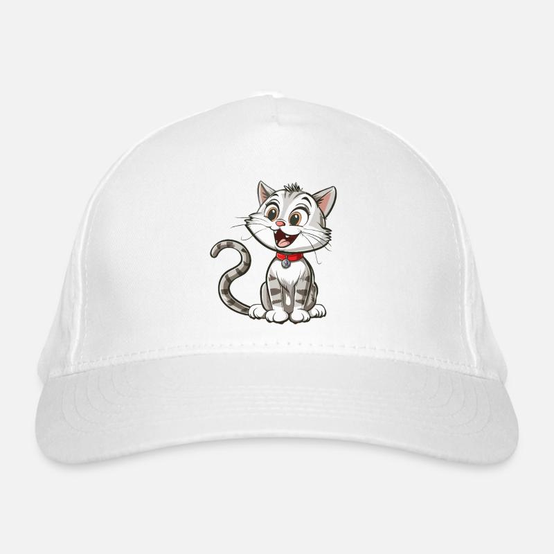 Chat animé joyeux avec collier Casquette classique bio