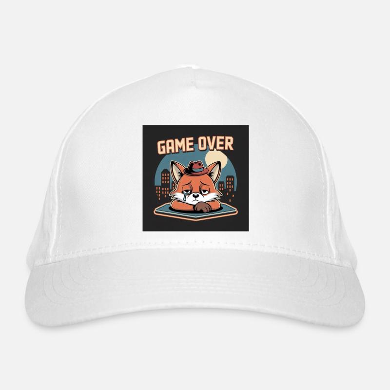 Klon mit Game Over und grauem Maskottchen - Bio-Baseballkappe - Weiß