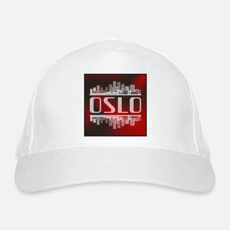 Image miroir de la ligne d’horizon d’Oslo – Norway Architecture - Casquette classique bio - blanc