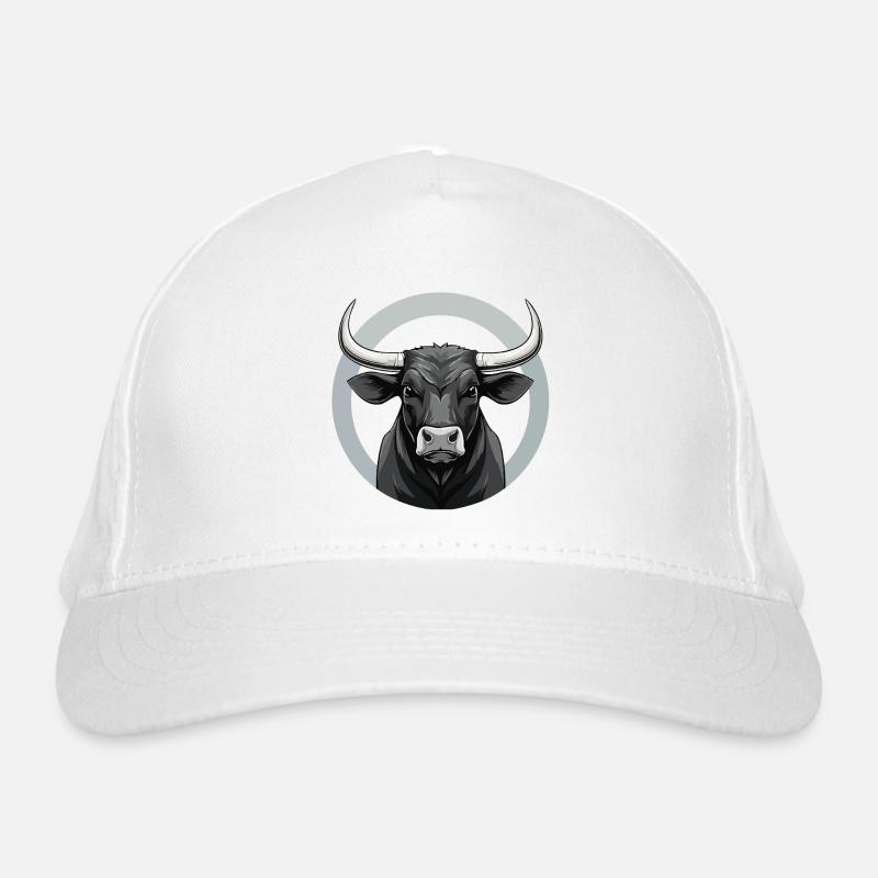 Stier im Ring - Bio-Baseballkappe - Weiß