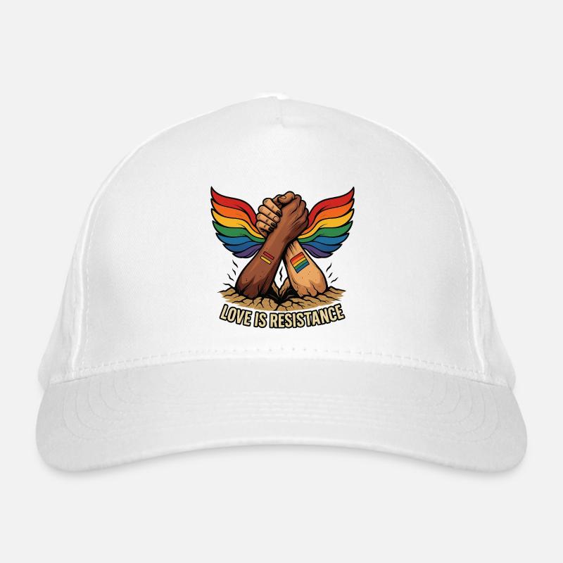 Unity in Pride Handclasp with Rainbow Wings Organic Baseball Cap