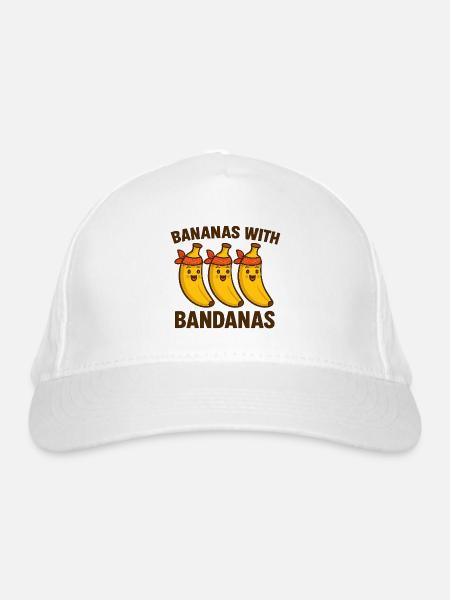 Bananen mit Bandanas - Bio-Baseballkappe - Weiß