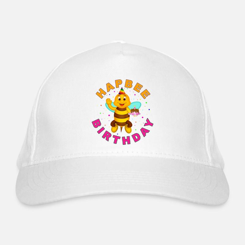 HAPBEE Birthday with text - Organic Baseball Cap - white