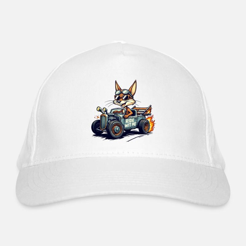 Vintage Fox Racer with Flames Organic Baseball Cap