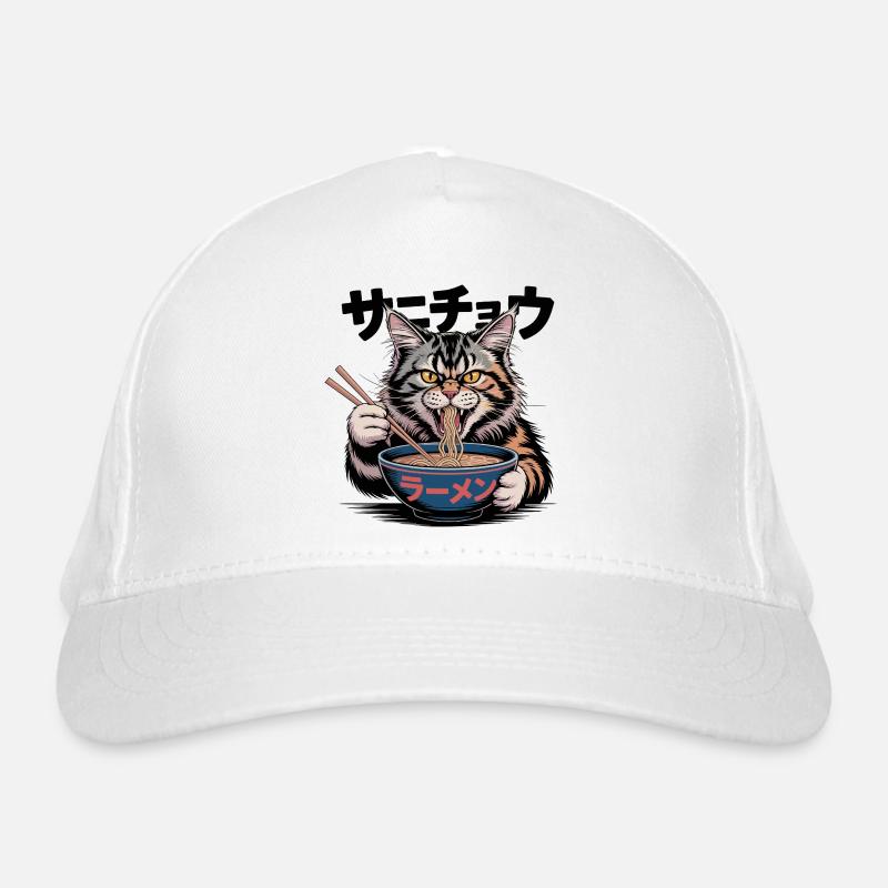 Hungrige Ramen-Katze Lustiges Design Bio-Baseballkappe