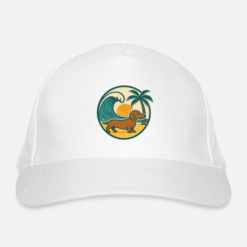Coucher de soleil sur la plage du teckel Casquette classique bio