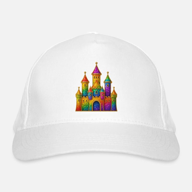 Rainbow Glitter Castle Design Organic Baseball Cap