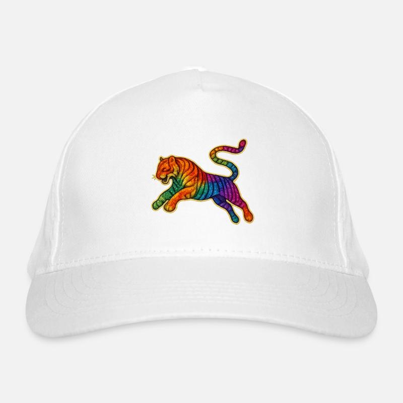 Rainbow Tiger Patch Design Organic Baseball Cap