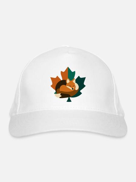 Fuchs im Ahornblatt Design. - Bio-Baseballkappe - Weiß