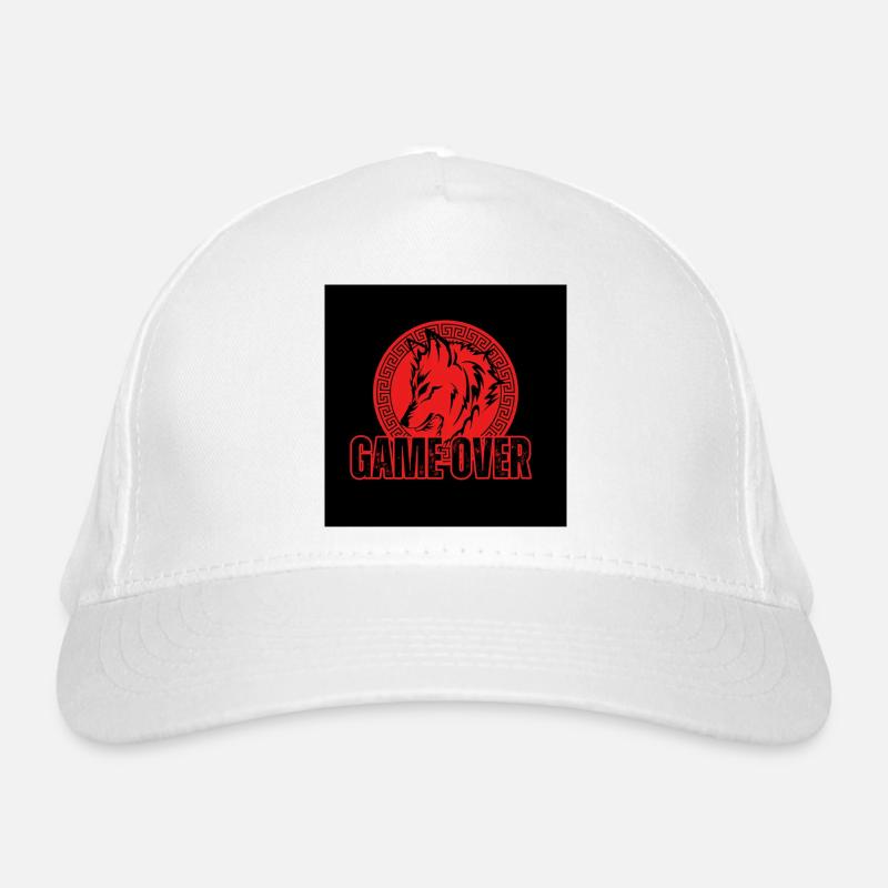 Aggressive Red Wolf "Game Over" Organic Baseball Cap