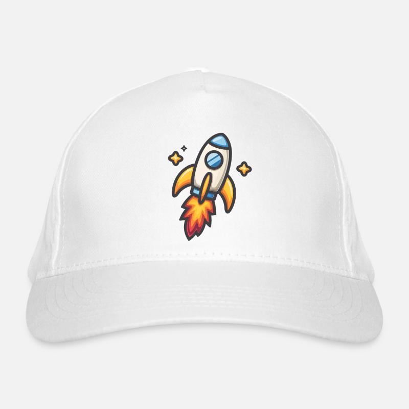Rocket Launch Cartoon Design Organic Baseball Cap
