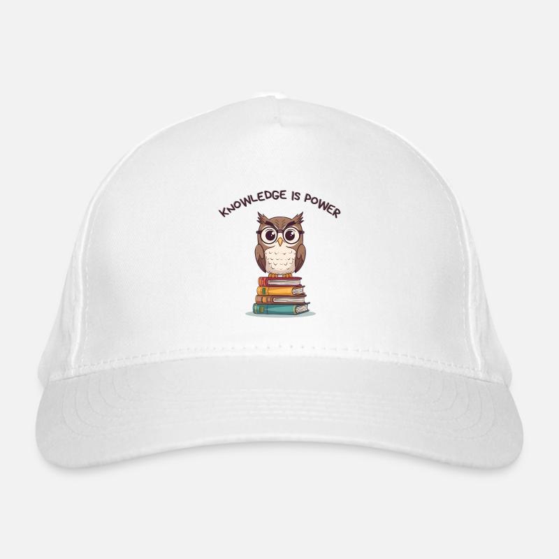 Knowledge is Power – Cute Owl on Books Organic Baseball Cap