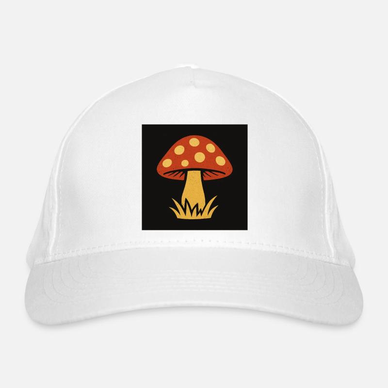 Champignon chapeau rouge dans un style rétro - Casquette classique bio - blanc