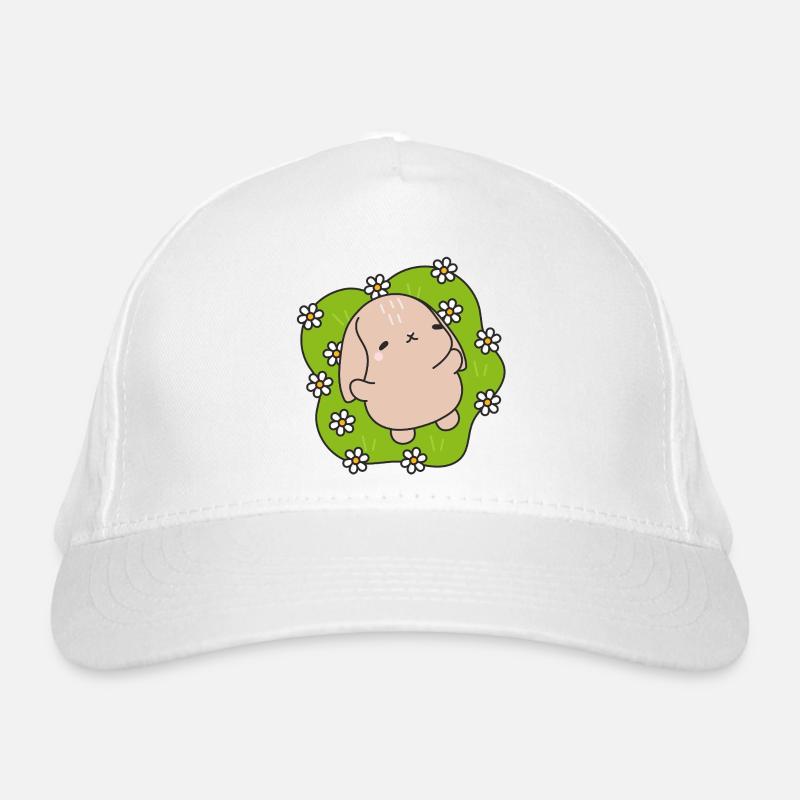 Kawaii Rabbit Under Daisies Organic Baseball Cap