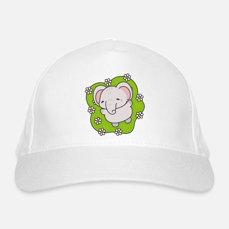 Süßer Elefant mit Blumen Bio-Baseballkappe