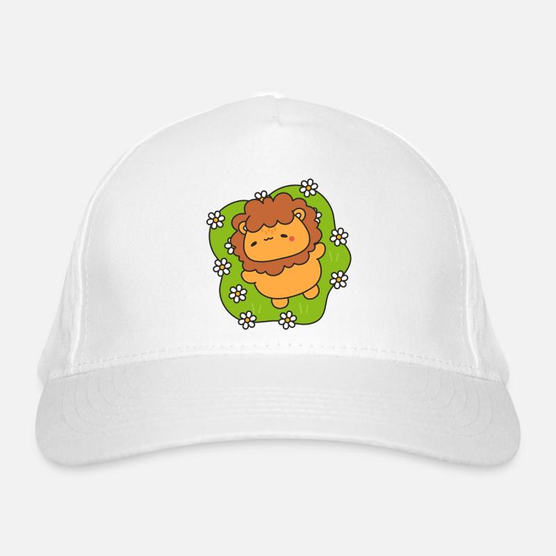 Lionceau joyeux sur gazon fleuri Casquette classique bio