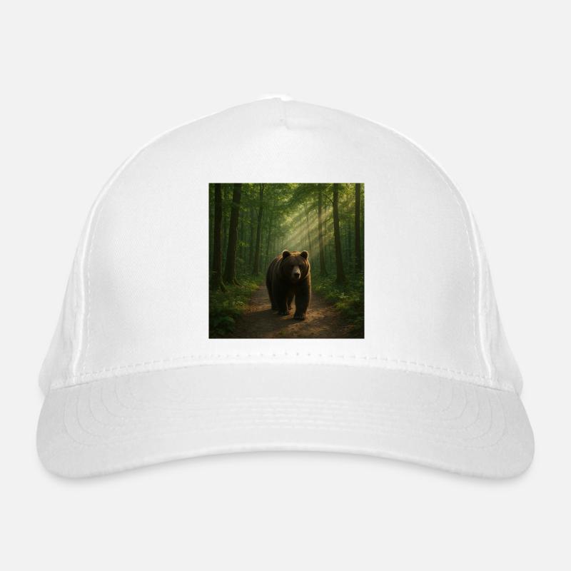 Sunbeams Bear in Forest Organic Baseball Cap
