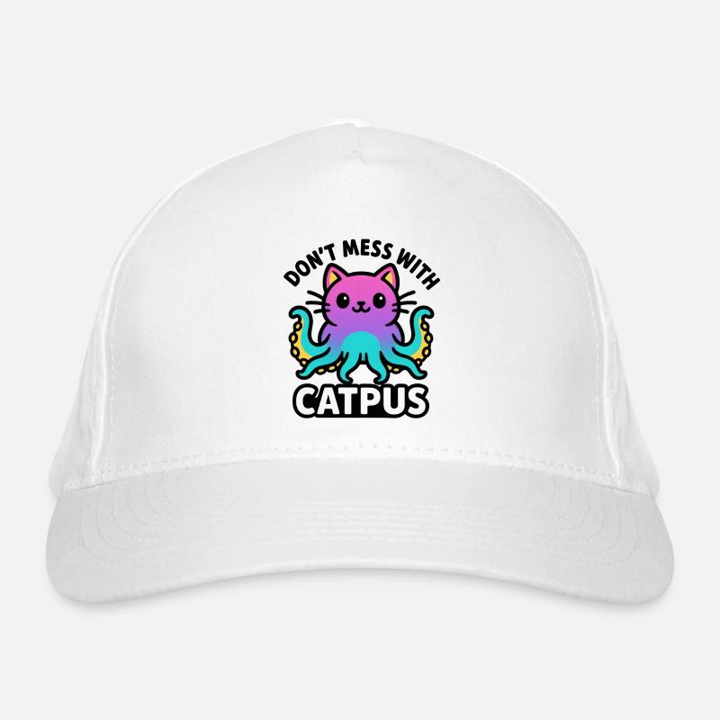 Catpus - Don't mess with Catpus - Organic Baseball Cap - white