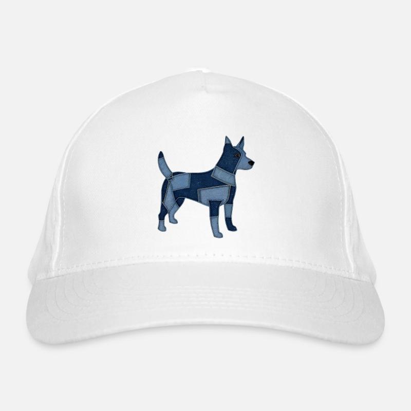 Patchwork Hund aus Jeansstoff Bio-Baseballkappe