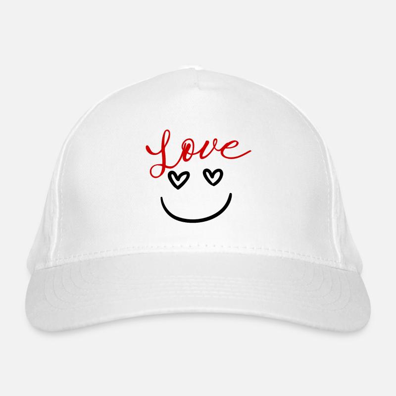 Lächeln und Herzen - Bio-Baseballkappe - Weiß