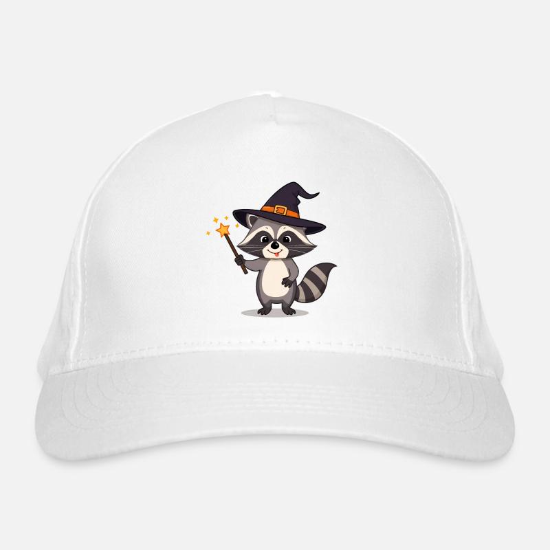 Süßer Waschbär Zauberer mit Hut & Zauberstab Bio-Baseballkappe