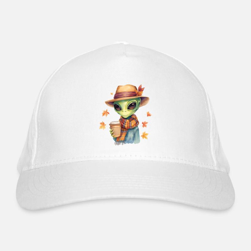 Hipster Alien mit Kaffee – Herbststimmung Bio-Baseballkappe