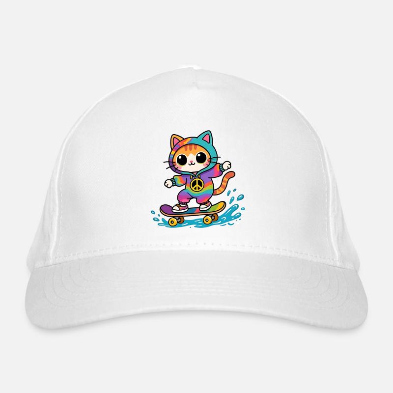 Chat multicolore skateboard Casquette classique bio