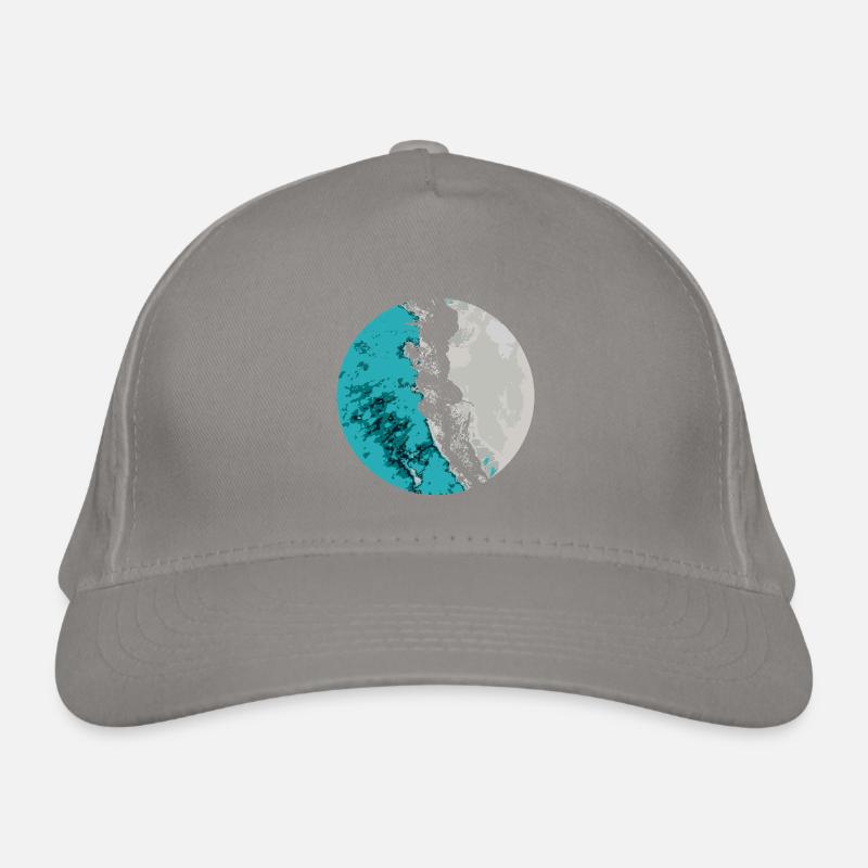 Split Earth Teal Moon Organic Baseball Cap