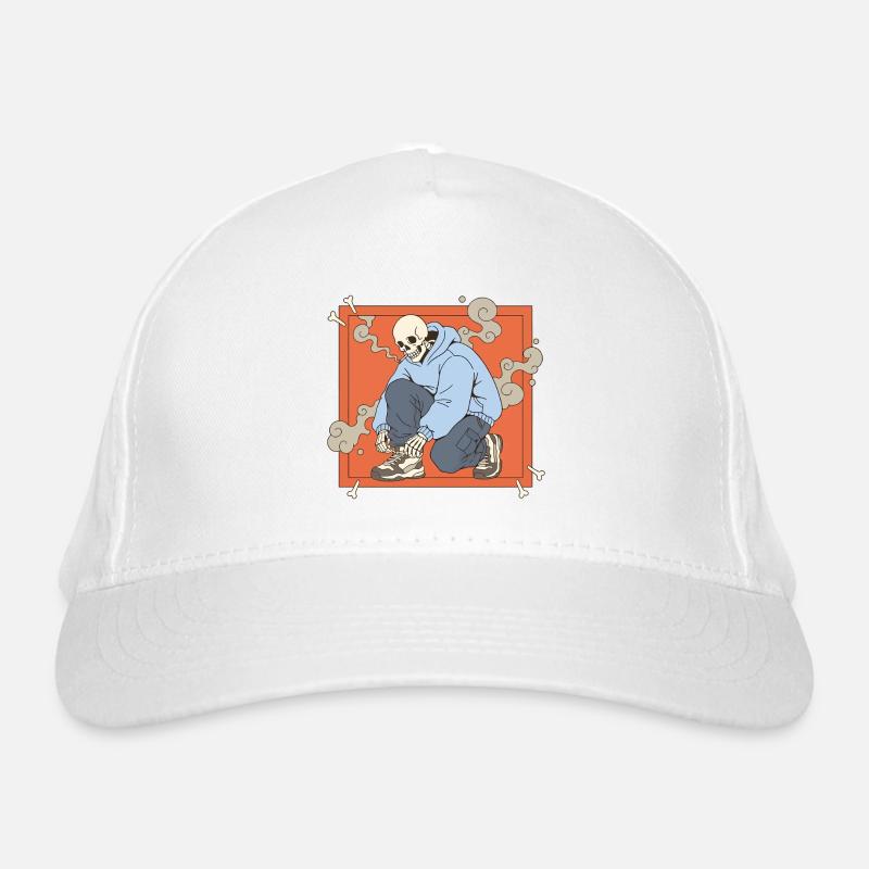 Squelette en sweat à capuche sur cadre orange Casquette classique bio