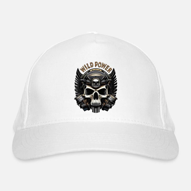 Wild Power Skull Biker Emblem Bio-Baseballkappe