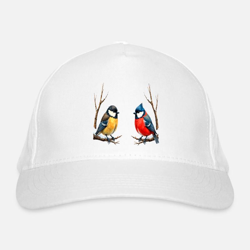 Zwillingssingvögel im Winter Bio-Baseballkappe