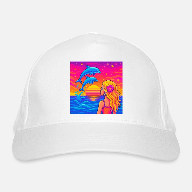 Portrait néon du coucher de dauphin Casquette classique bio