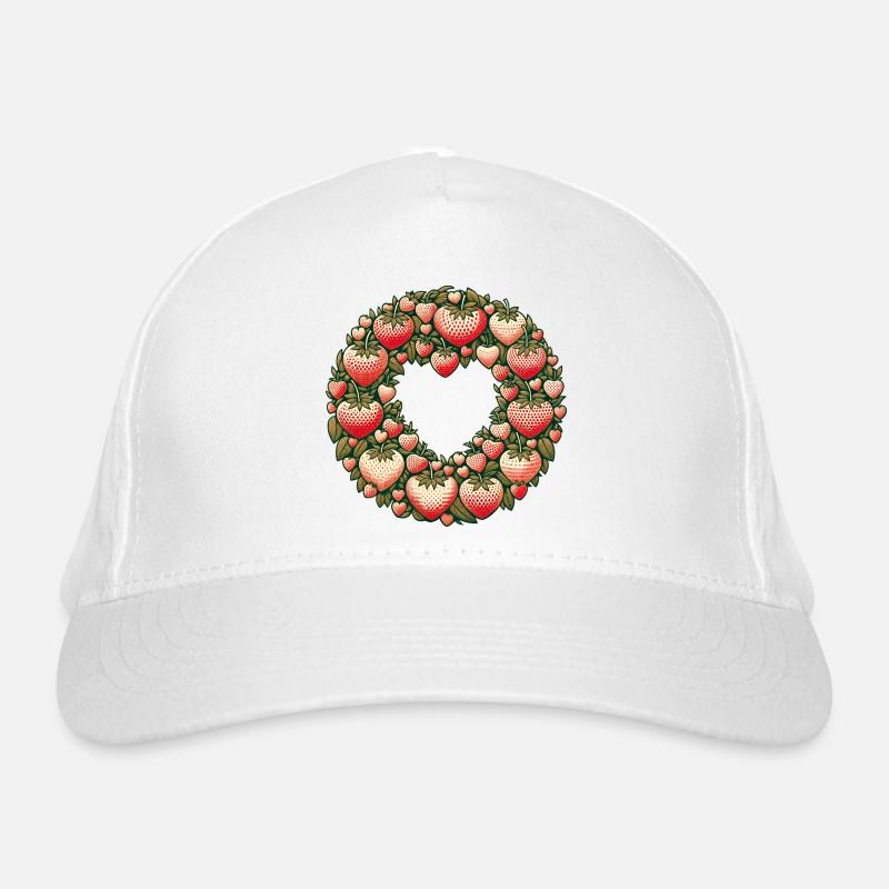 Erdbeer-Herzkranz Bio-Baseballkappe