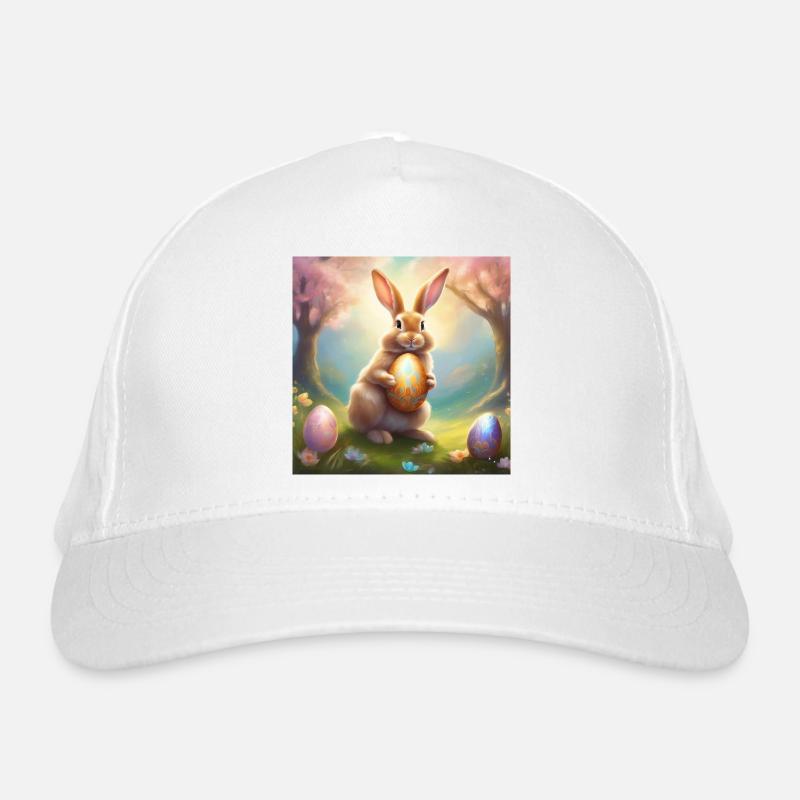 Lapin de printemps avec œuf de Pâques doré Casquette classique bio