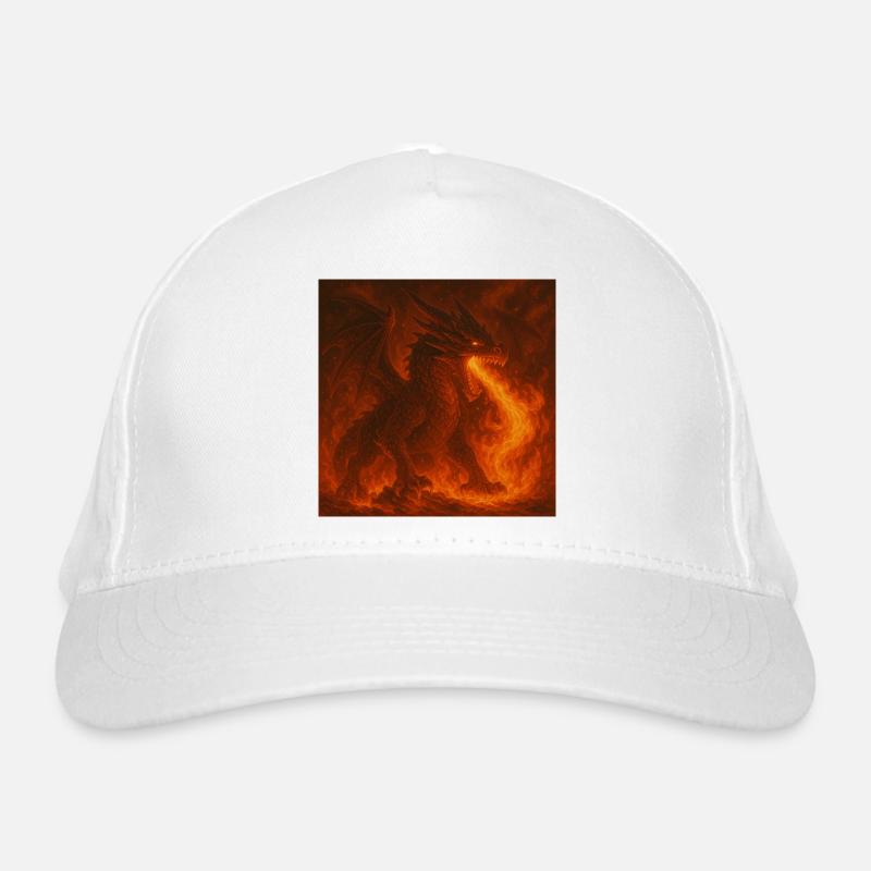 Fire dragon in glowing flames Organic Baseball Cap