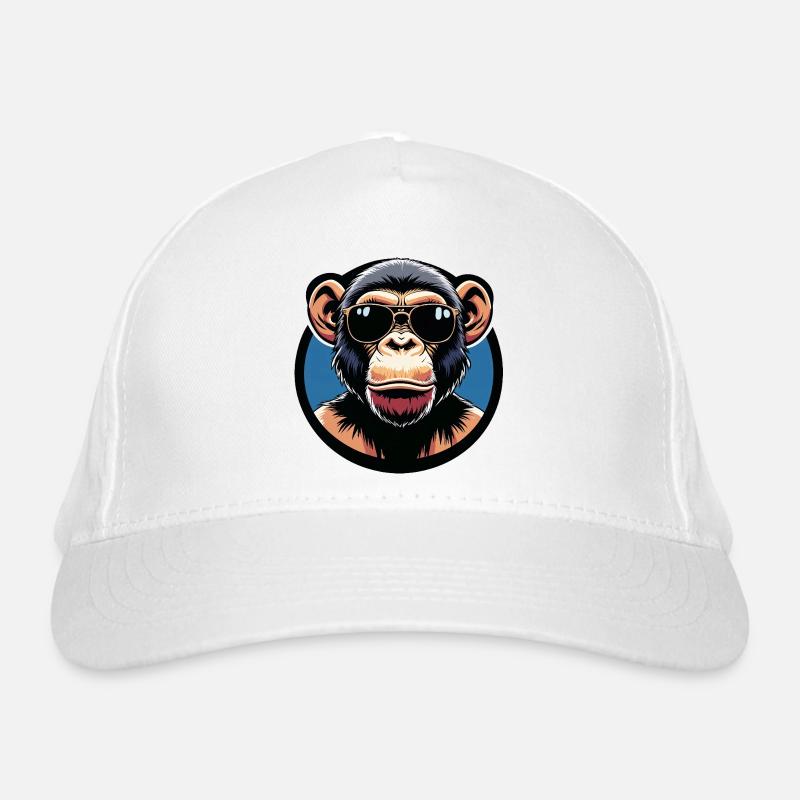 Monkey with sunglasses circle Organic Baseball Cap