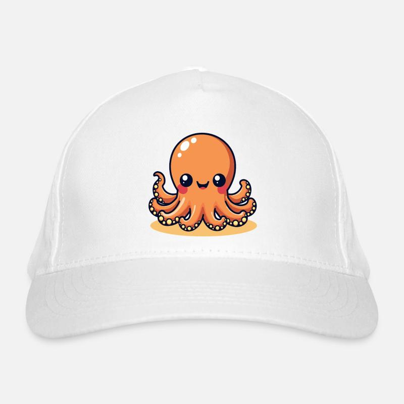 Cute Squid Smiling Octopus Kawaii Organic Baseball Cap