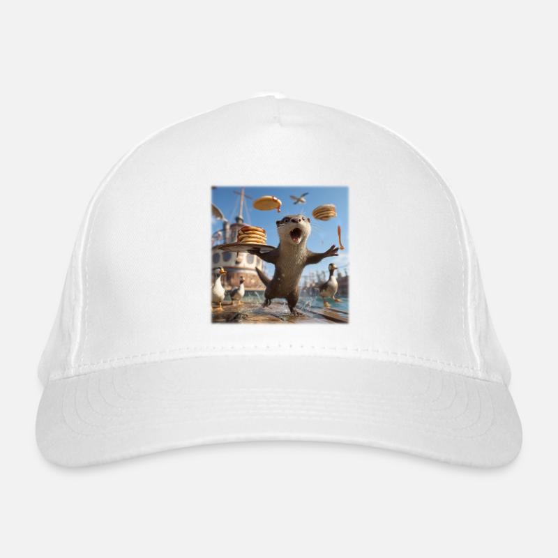 Funny Otter with Pancake Chaos Design Organic Baseball Cap