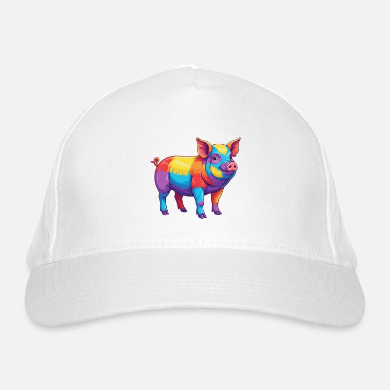 Aquarelle Pop Art Arc-en-ciel Cochon Coloré Casquette classique bio