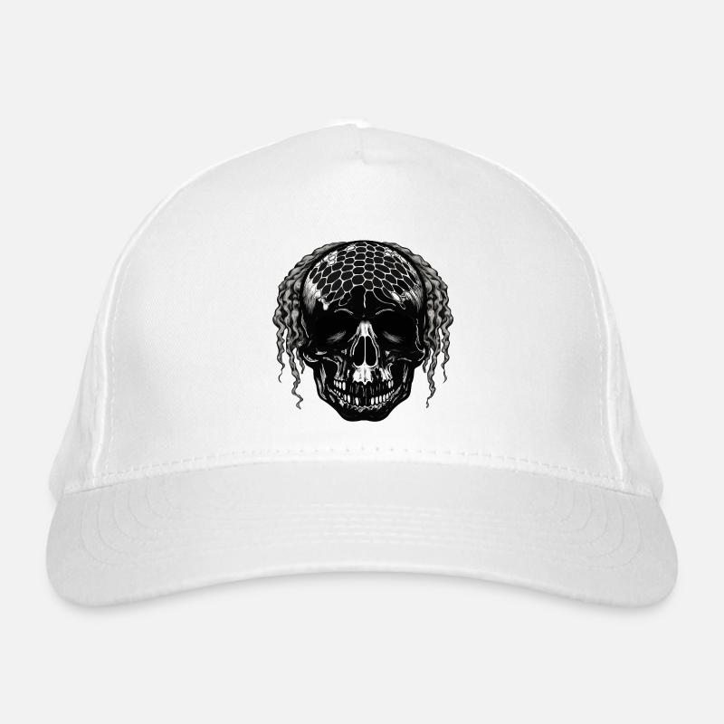 Skull with Mesh Pattern Dreadlocks Organic Baseball Cap