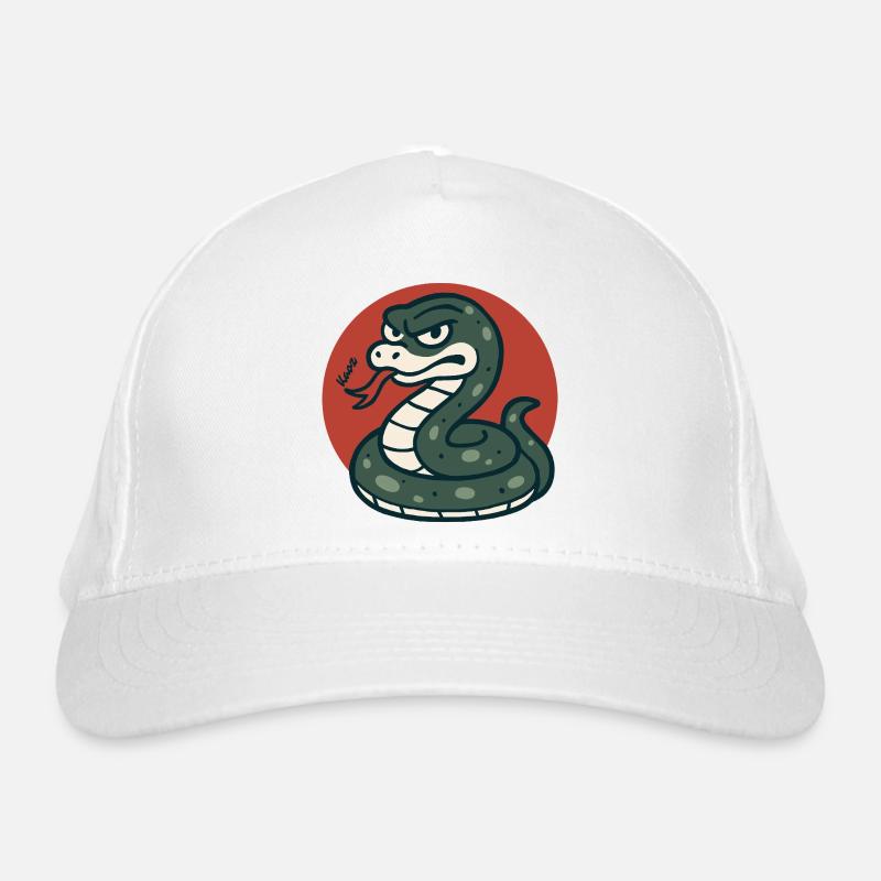 Serpent de dessin animé dans le cercle rouge Casquette classique bio
