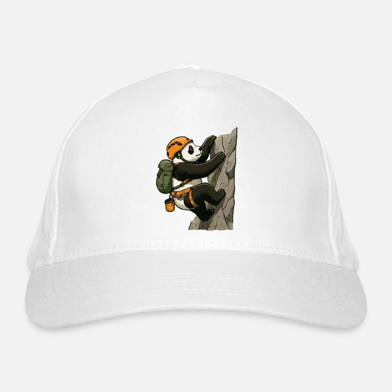 Panda bear bouldering with climbing equipment Organic Baseball Cap