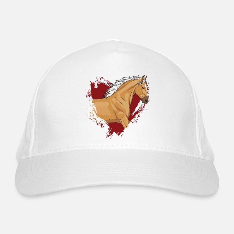 Ein Palomino-Pferd und ein rotes Herz Bio-Baseballkappe