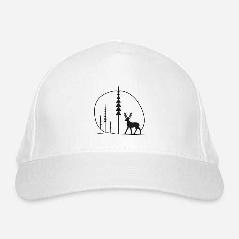 Hirschsilhouette im Waldkreis geschenkidee Bio-Baseballkappe