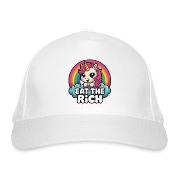 Eat the Rich - Lustiges Sozialismus-Design - Bio-Baseballkappe - Weiß - Vorne