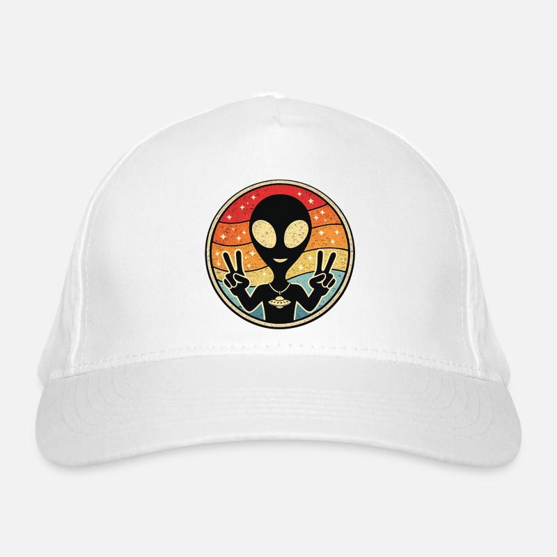 Alien Peace Retro Sticker Organic Baseball Cap