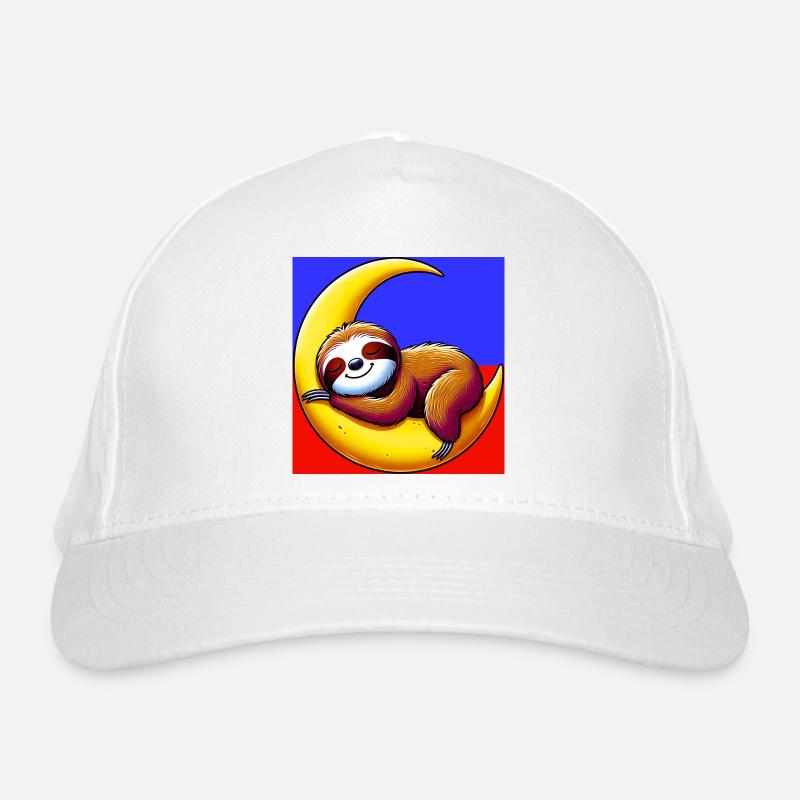 Sloth sleeps on the Moon Organic Baseball Cap