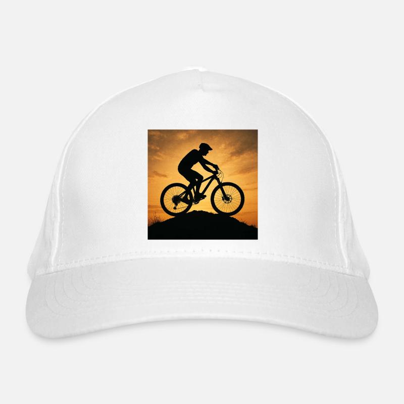 Sunset Mountain Bike Silhouette Organic Baseball Cap
