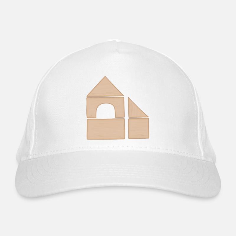 Wooden building block house construction pattern Organic Baseball Cap