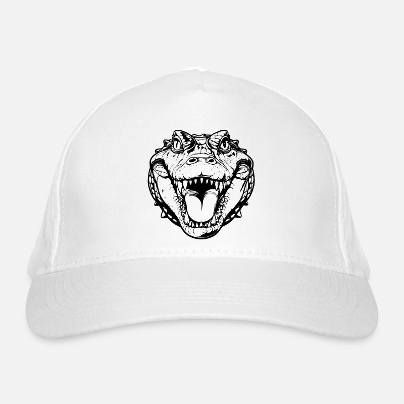 Crocodile Head Solid Color Crocodile Head Black Motif Organic Baseball Cap